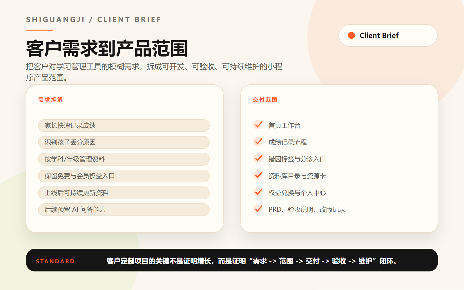 拾光绩客户需求拆解与交付范围